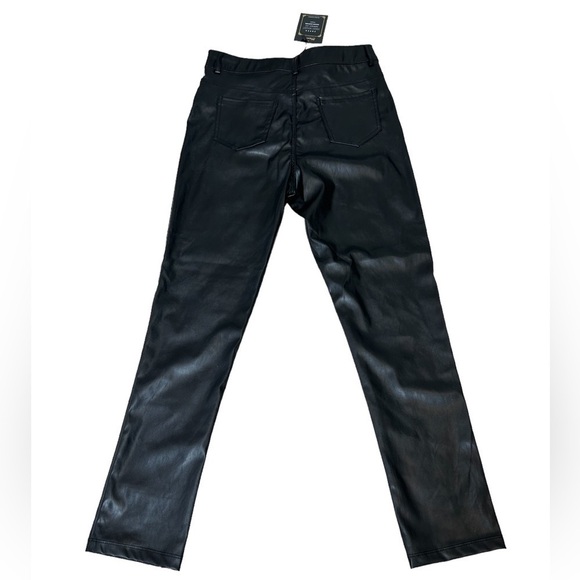 Shinestar Black High Waist Perfect Fit Faux Leather Vegan Skinny Jegging Large - Picture 7 of 11